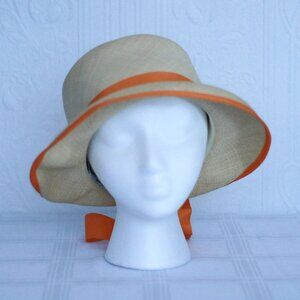 Marshall fields Betmar Retro straw hat with orange ruban